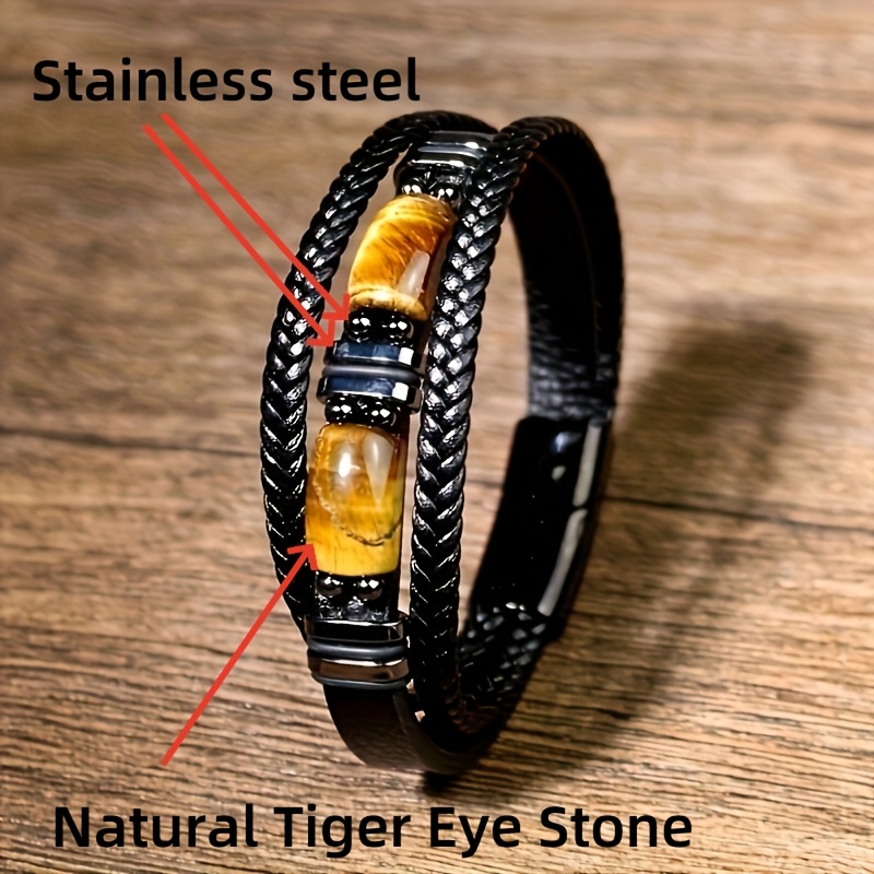 Three Layer Tiger's Eye Bracelet for Men